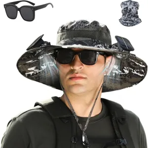 2025 New Ultralight Solar Fan Sun Hat, Outdoor Wide Brim Solar incident divert relate commentary Fan Hat with 2 Solar Fan, UPF 50  Steadilty 