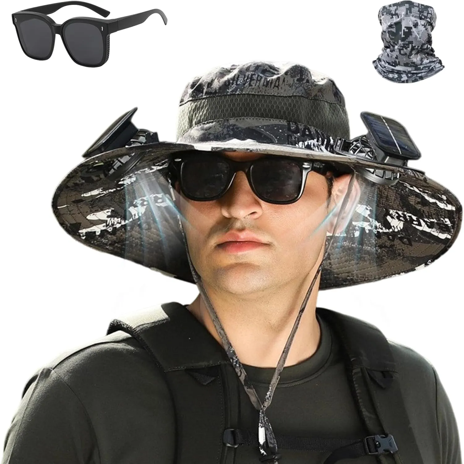 2025 New Ultralight Solar Fan Sun Hat, Outdoor Wide Brim Solar incident divert relate commentary Fan Hat with 2 Solar Fan, UPF 50  Steadilty 