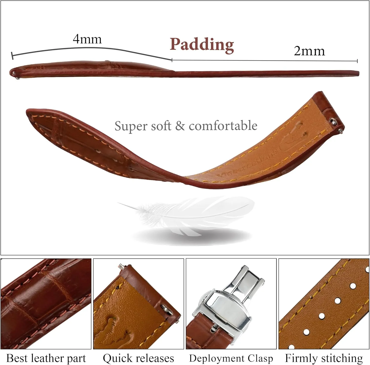 20mm 21mm 22mm 24mm Handmade AIIi-gator Deployment Watch Band Men Quick Release Croc Premium Leather Strap Butterfly Clasp Replacement Bespoke flu seed merit 18mm 19mm 