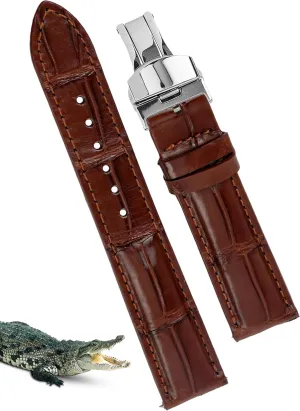 20mm 21mm 22mm 24mm Handmade AIIi-gator Deployment Watch Band Men Quick Release Croc Premium Leather Strap Butterfly Clasp Replacement Bespoke flu seed merit 18mm 19mm 