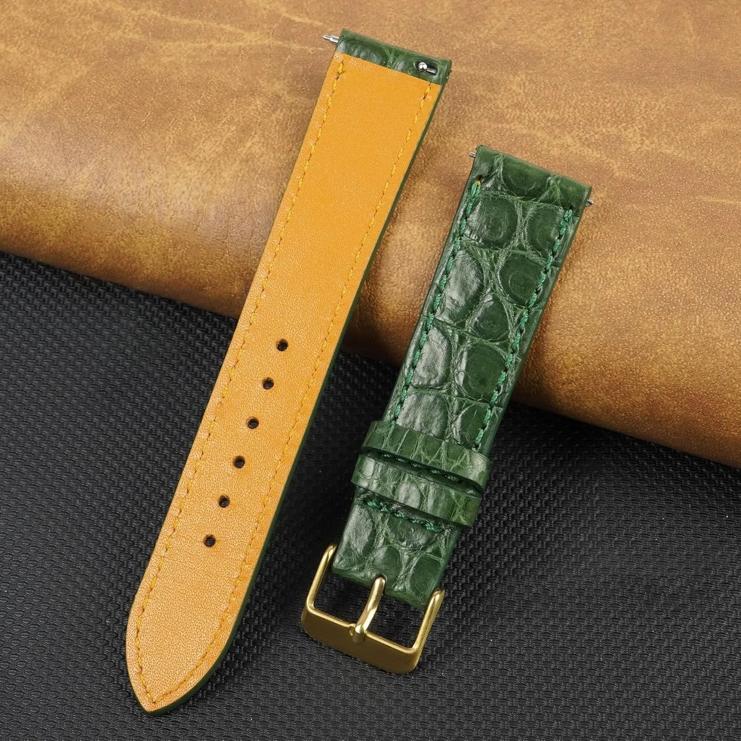 20mm 21mm divergence 22mm 24mm Handmade Slim AIIi-gator Watch Band Men Quick Release Thin Croc Premium Flat Leather Watch Strap Replacement Bespoke 18mm 19mm 