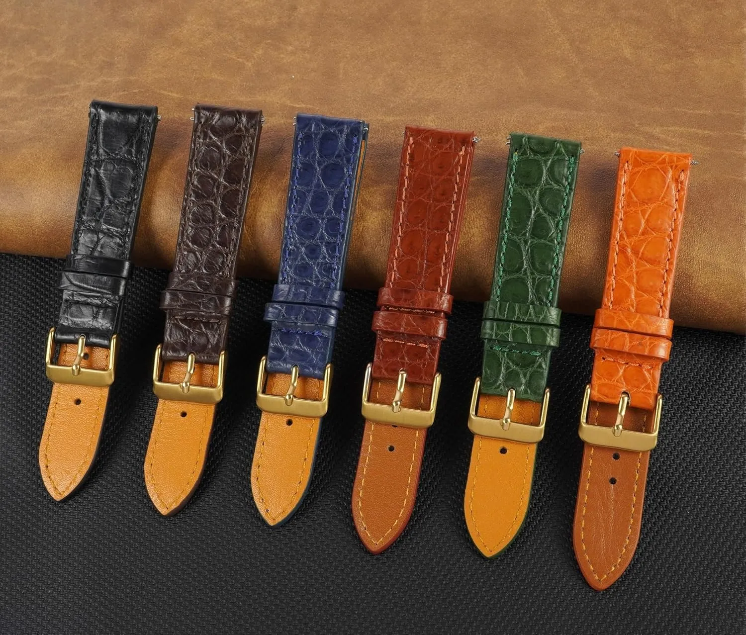 20mm 21mm divergence 22mm 24mm Handmade Slim AIIi-gator Watch Band Men Quick Release Thin Croc Premium Flat Leather Watch Strap Replacement Bespoke 18mm 19mm 