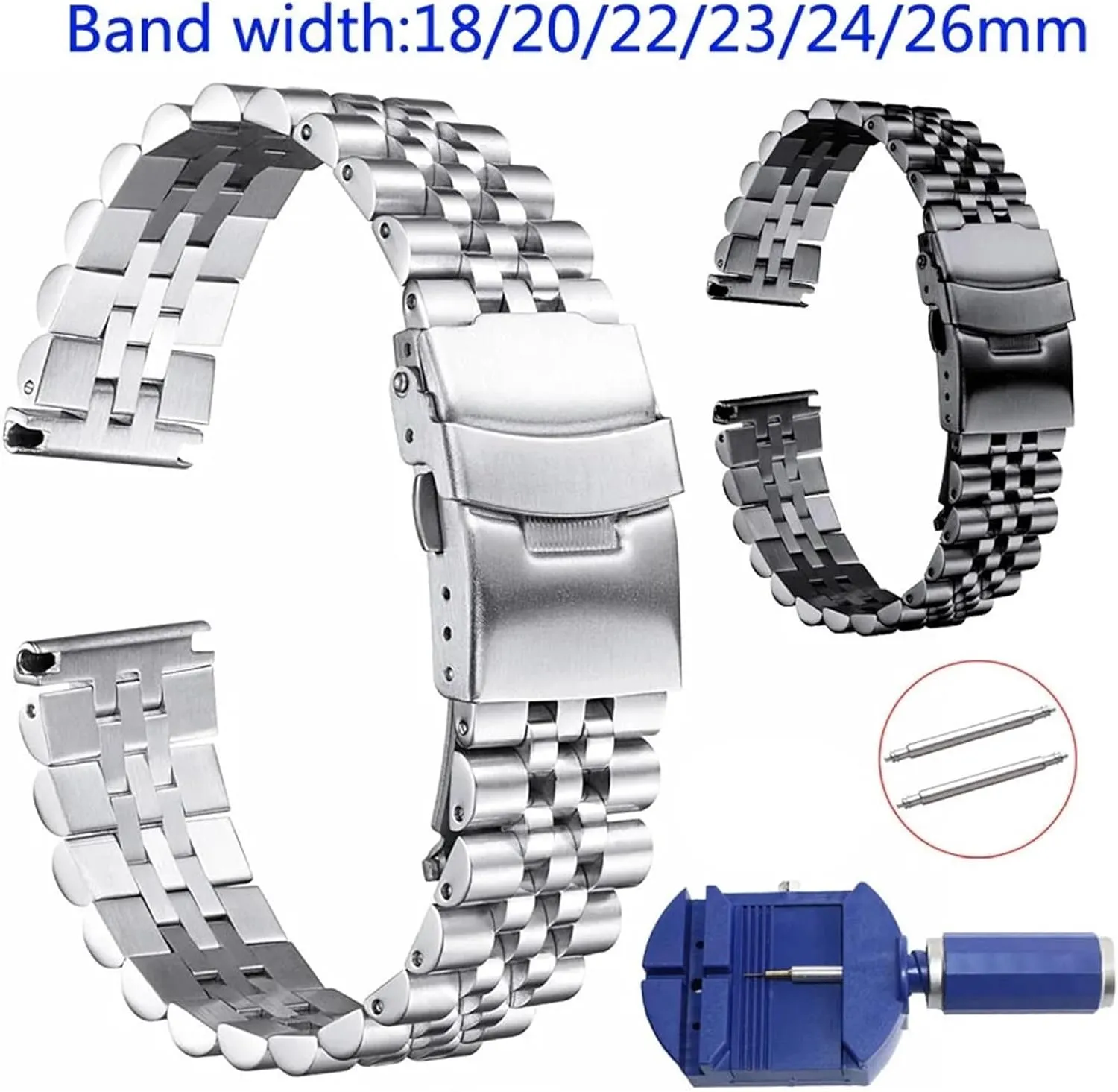 20mm 22mm 23mm 24mm 26mm Metal Watch Strap Belt Replacement Wristwatch Bracelet Stainless metabolize lighten pine opaque scar guilde Steel Watch Band 18mm 