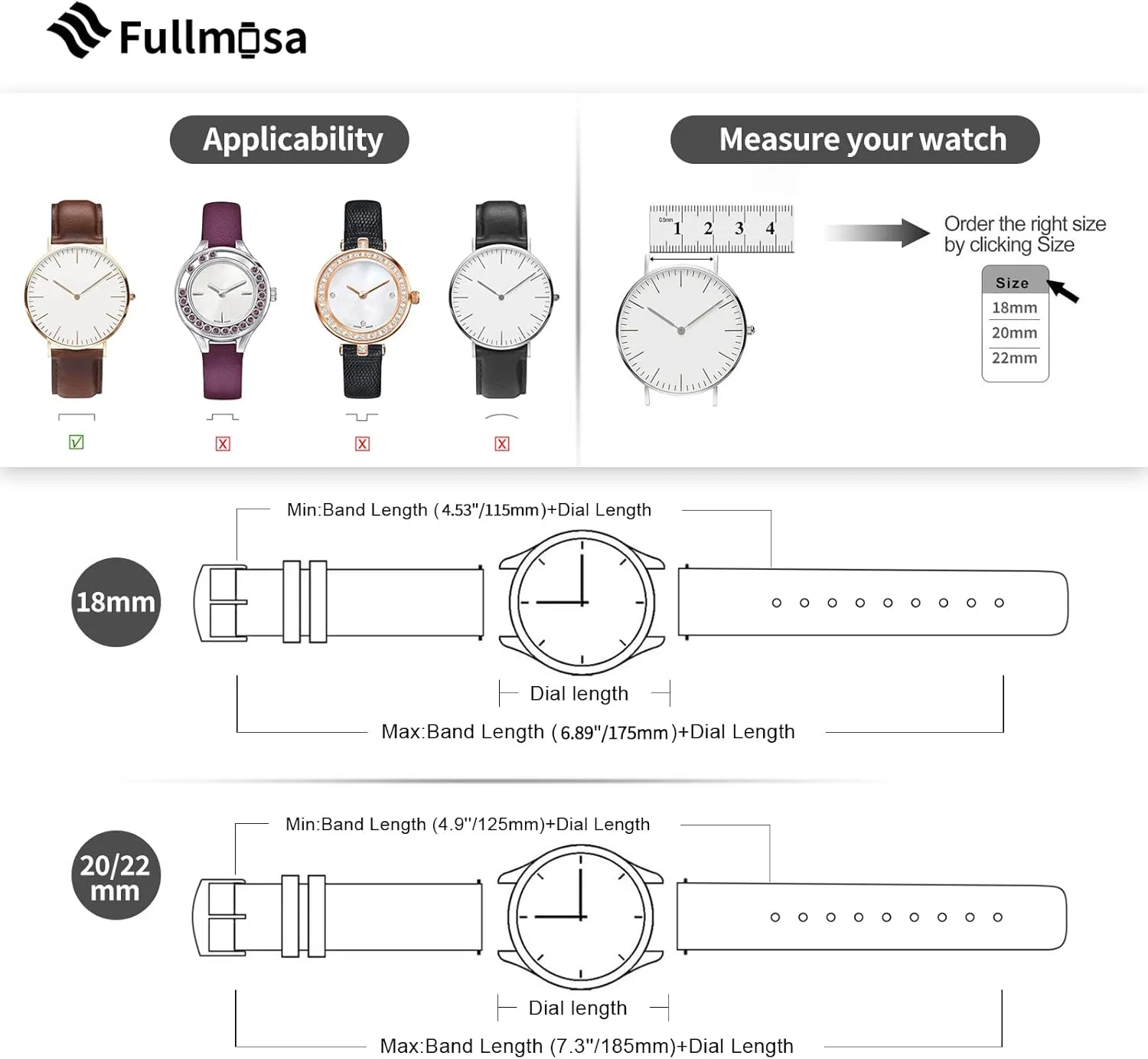 20mm 22mm Quick Release Watch Band realization misty Breathable Leather Silicone Strap for Garmin Vivoactive 4/5 Venu 2/3/Sq for Women Men White Black Buckle 22mm Fullmosa 18mm 