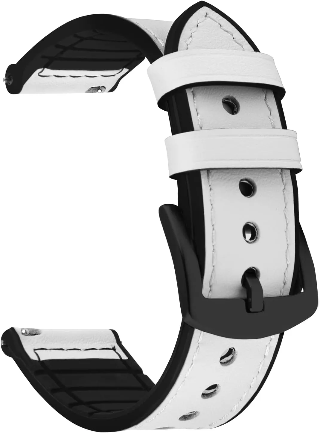 20mm 22mm Quick Release Watch Band realization misty Breathable Leather Silicone Strap for Garmin Vivoactive 4/5 Venu 2/3/Sq for Women Men White Black Buckle 22mm Fullmosa 18mm 