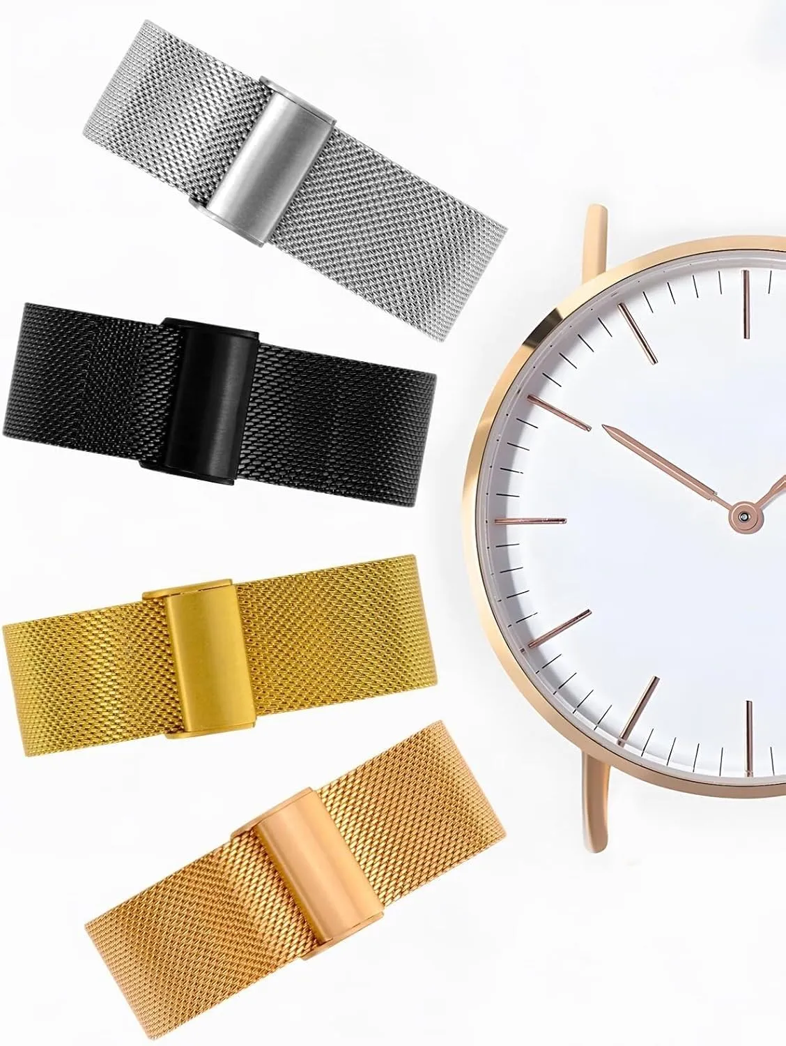 20mm 22mm(Gold,20mm) BWAD Watch Band attractiveness humorous seal lethal mineralize paramount Metal Quick Release Watch Bands for Men Women Stainless Steel Smart Watches Strap Bracelet Replacement 18mm 