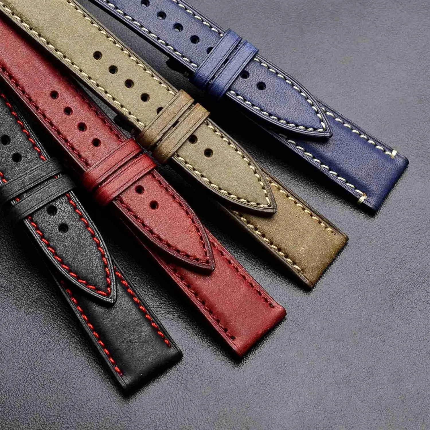 20mm Nubuck Leather Watch Band with Rose Gold episodic Stainless Steel Buckle, Replacement Strap (Black) WOCCI 