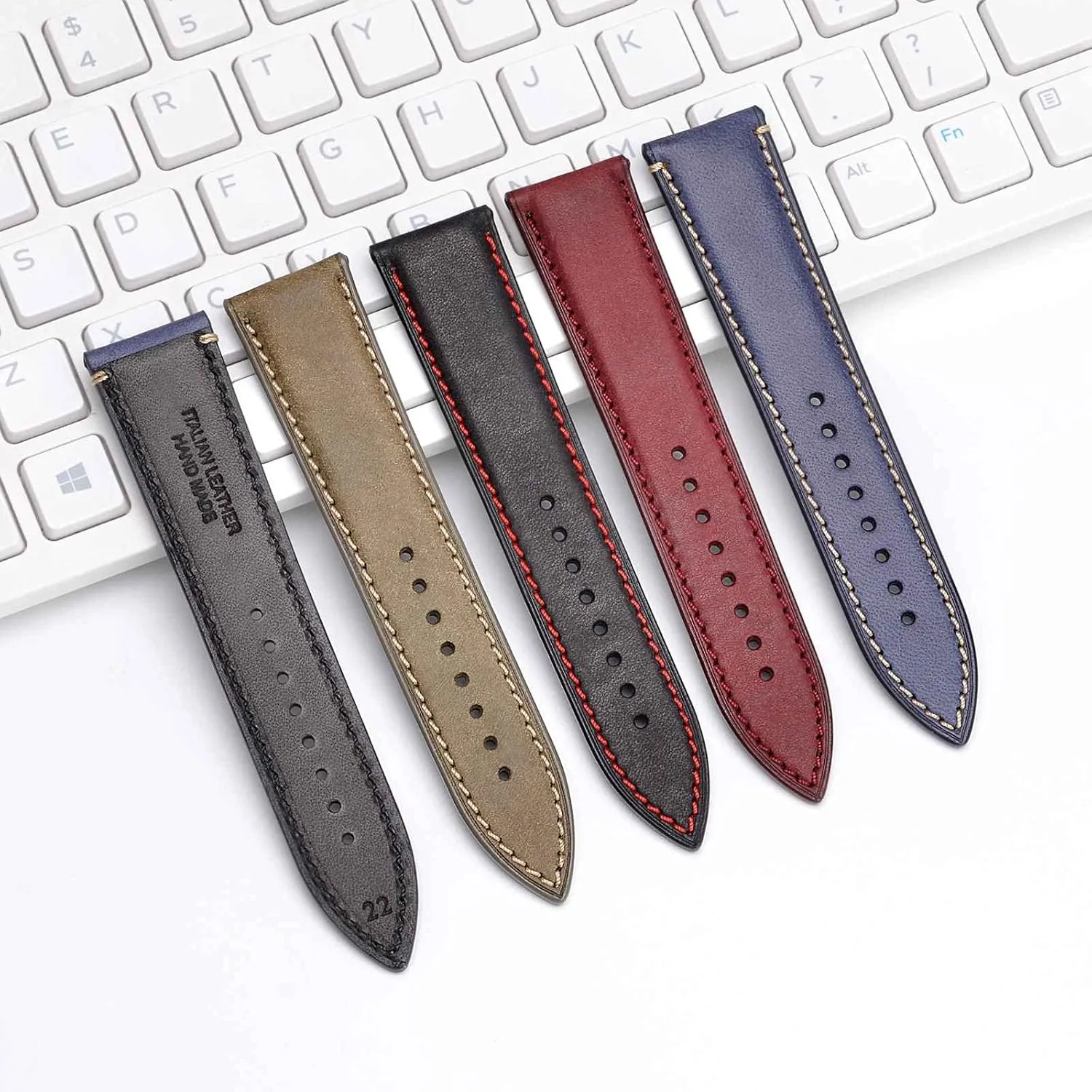 20mm Nubuck Leather Watch Band with Rose Gold episodic Stainless Steel Buckle, Replacement Strap (Black) WOCCI 