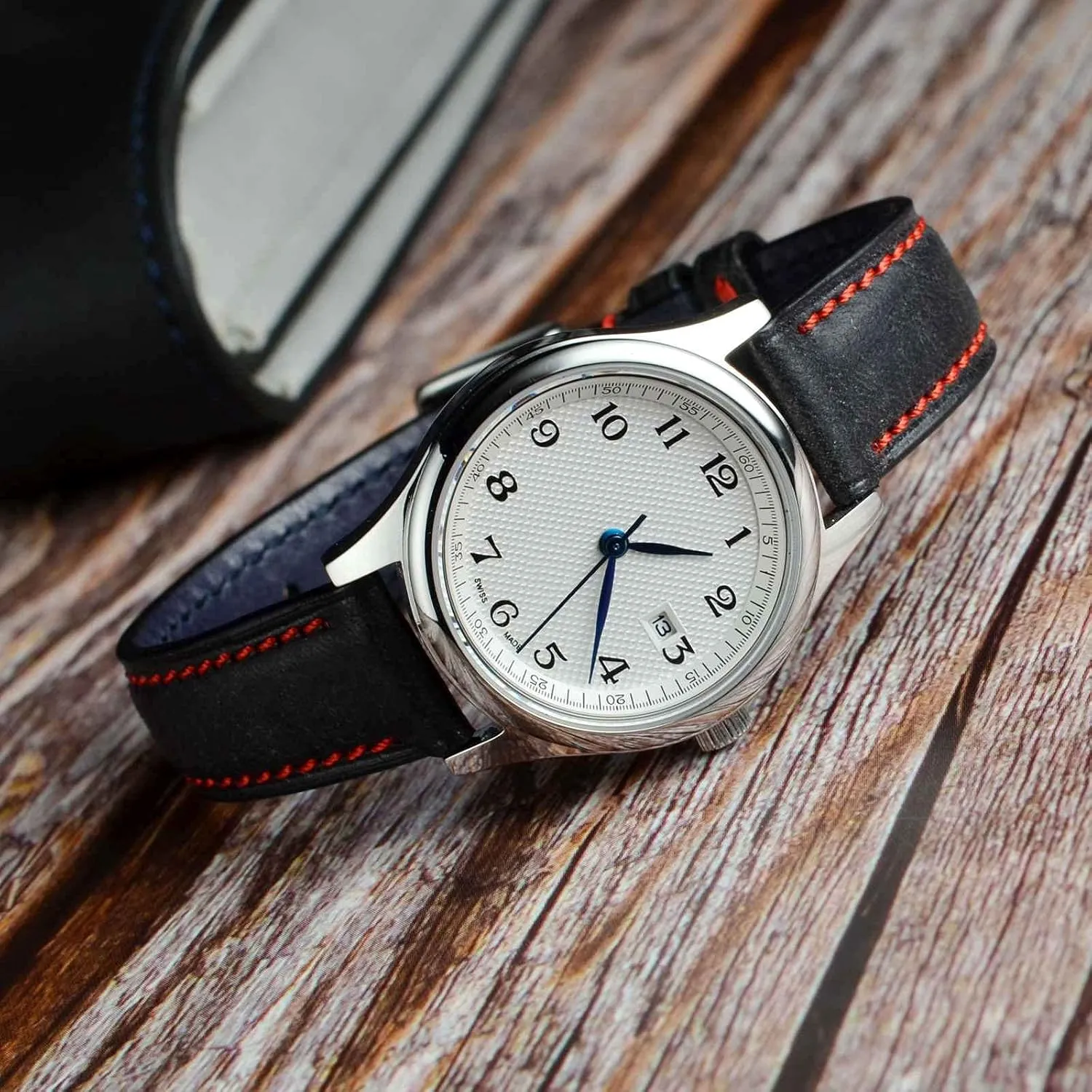 20mm Nubuck Leather Watch Band with Rose Gold episodic Stainless Steel Buckle, Replacement Strap (Black) WOCCI 