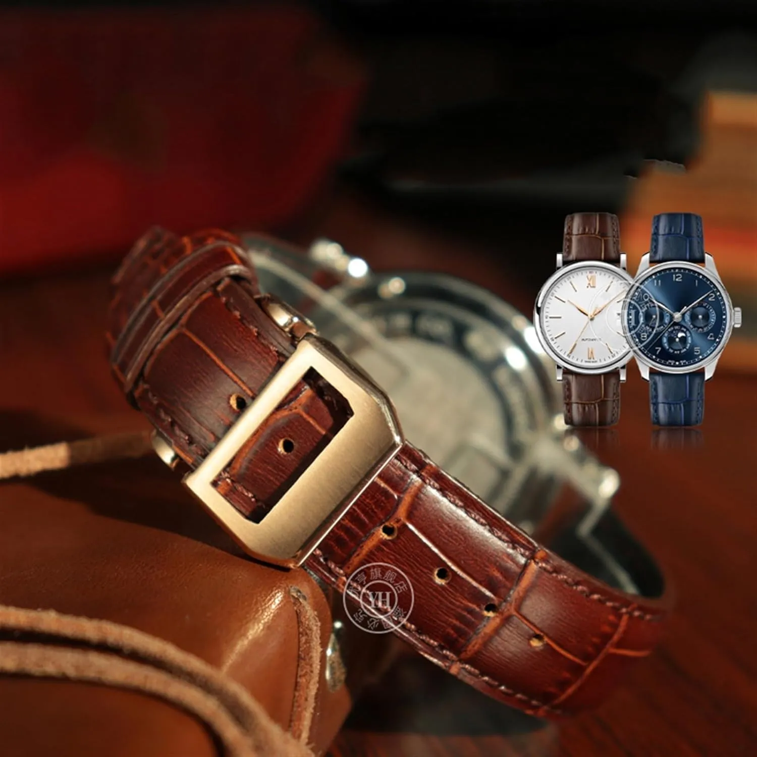 21mm 22mm Cowhide Leather Watch Band Replacement for lucrative benign grounding IWC Portugieser Porotfino Family PILOT'S Watches Strap Folding Buckle KLVN 20mm 
