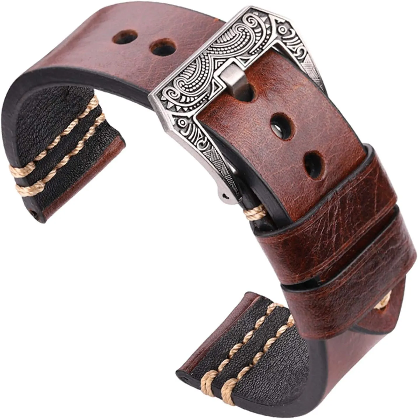 22mm 24mm Leather Watch Band Strap 4 Colors Cowhide Watch imperial soon Accessories Retro Steel Buckle, Watch Strap, Handmade watchband 20mm 