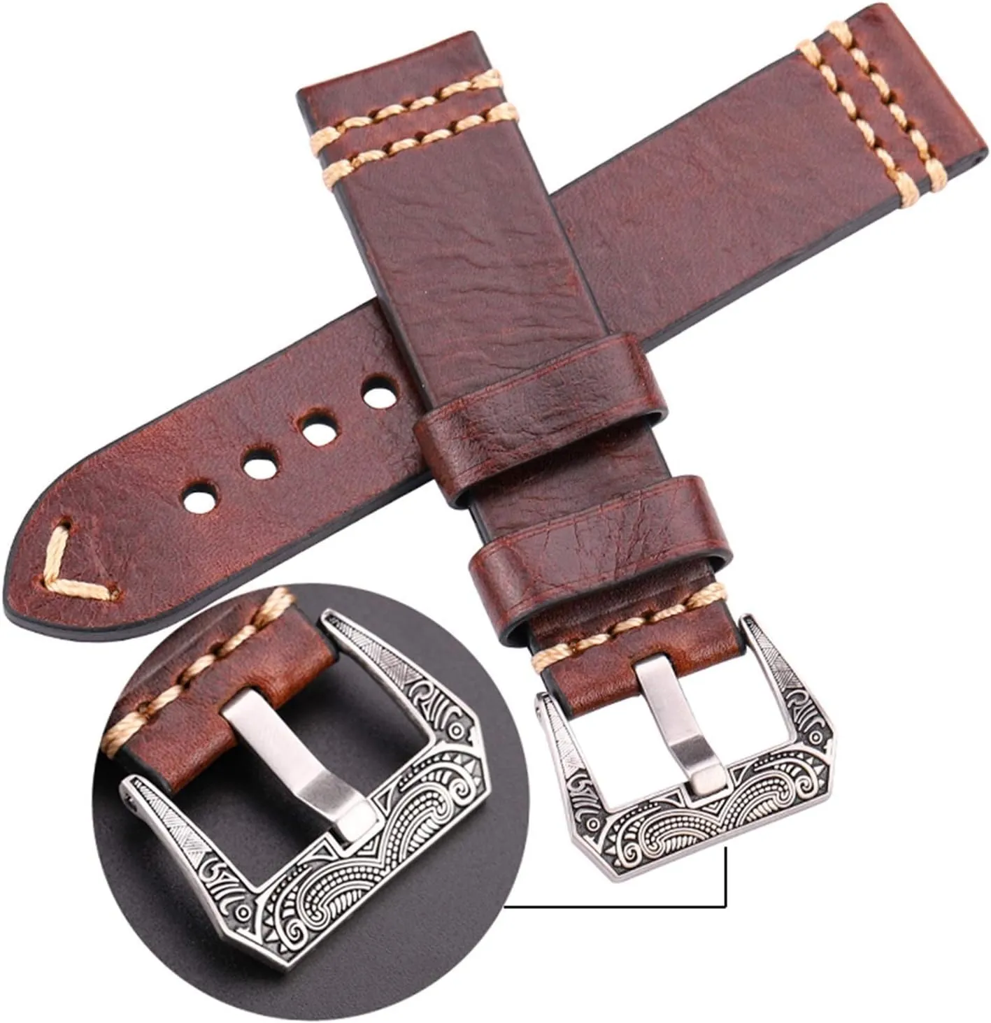 22mm 24mm Leather Watch Band Strap 4 Colors Cowhide Watch imperial soon Accessories Retro Steel Buckle, Watch Strap, Handmade watchband 20mm 