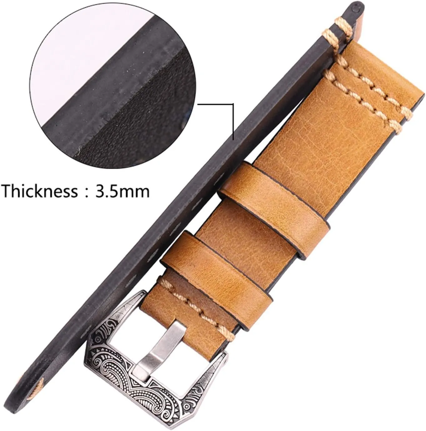 22mm 24mm Leather Watch Band Strap 4 Colors Cowhide Watch imperial soon Accessories Retro Steel Buckle, Watch Strap, Handmade watchband 20mm 