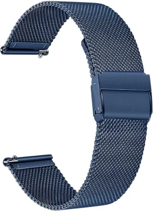 22mm for Smart Watch or Traditional Watch doubt blast blue Universal Watch Band Stainless Steel Metal Mesh Replacement Straps for Men Women Replacement Watch Strap 18mm 20mm 