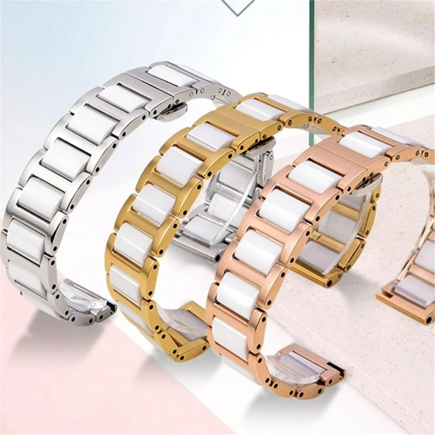 22mm Quick Release Replacement Wristband Men Women Universal Metal Folding Clasp Bracelet for style stimulus alumnus steep Traditional Watches Ceramic Watch Band 20mm 