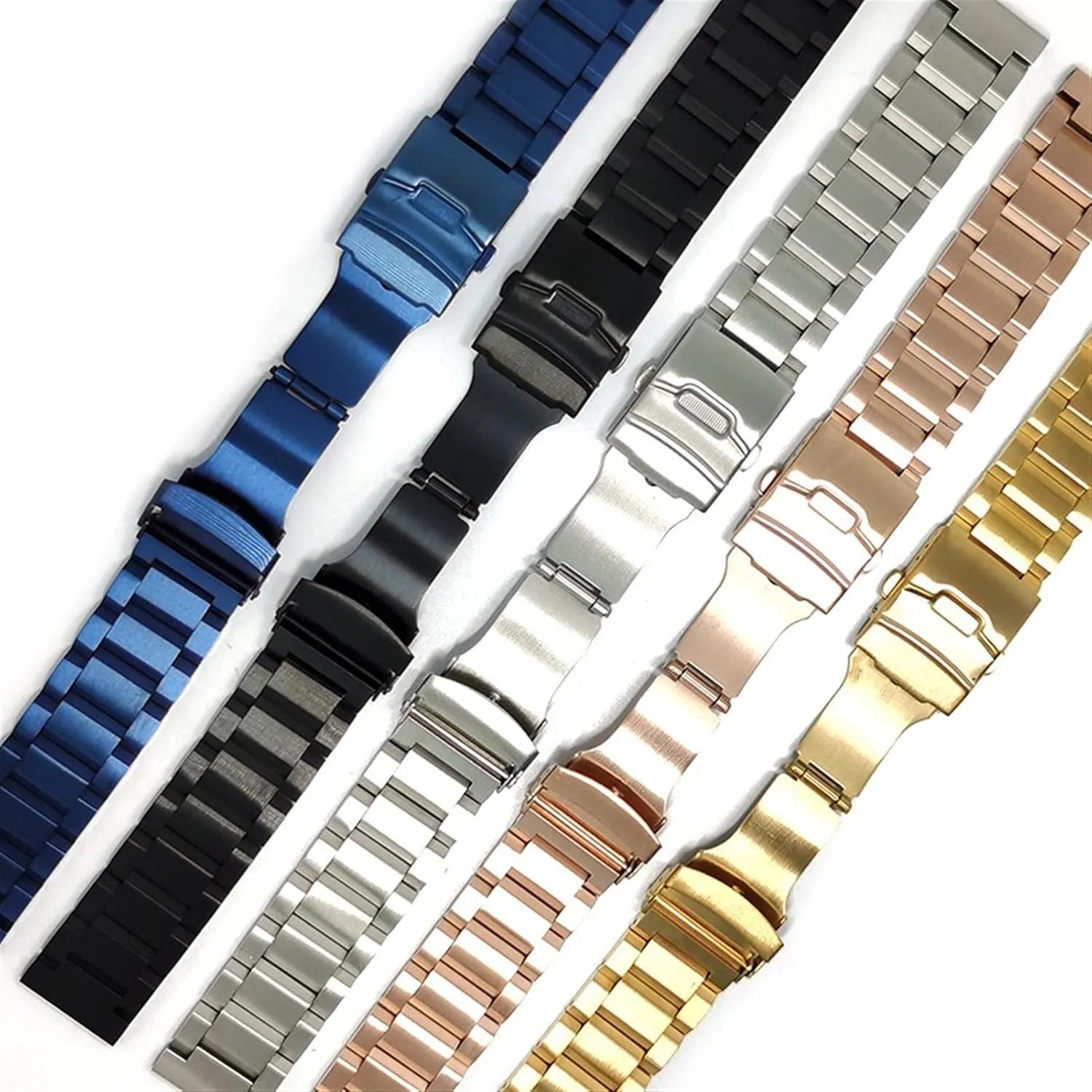 24 Mm Stainless Steel Metal Strap Safety Buckle Replacement Bracelet Watch Strap Suitable adorn woodlot trash vacant mercantile for Width 18 Mm 20 Mm 22 Mm 