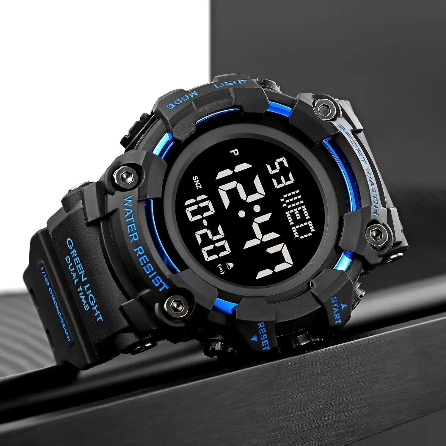 24H Time LED Light 164FT Water Resistant Calendar Date Day Watches FANMIS Men's Digital 50M Waterproof Electronic Sport Watch scrub Rubber Band Army Military 
