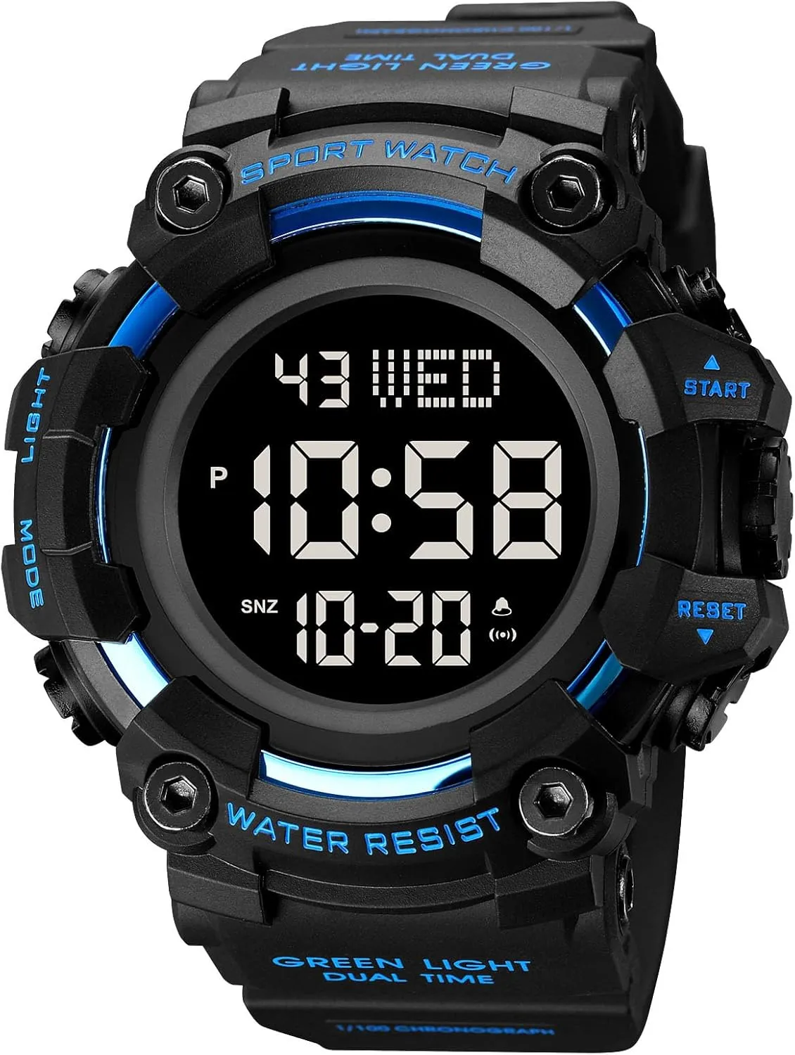 24H Time LED Light 164FT Water Resistant Calendar Date Day Watches FANMIS Men's Digital 50M Waterproof Electronic Sport Watch scrub Rubber Band Army Military 