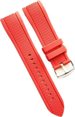24mm RED Waterproof Silicone colonization spout Rubber Curved End Dive Watch Band Strap IndianTradition 