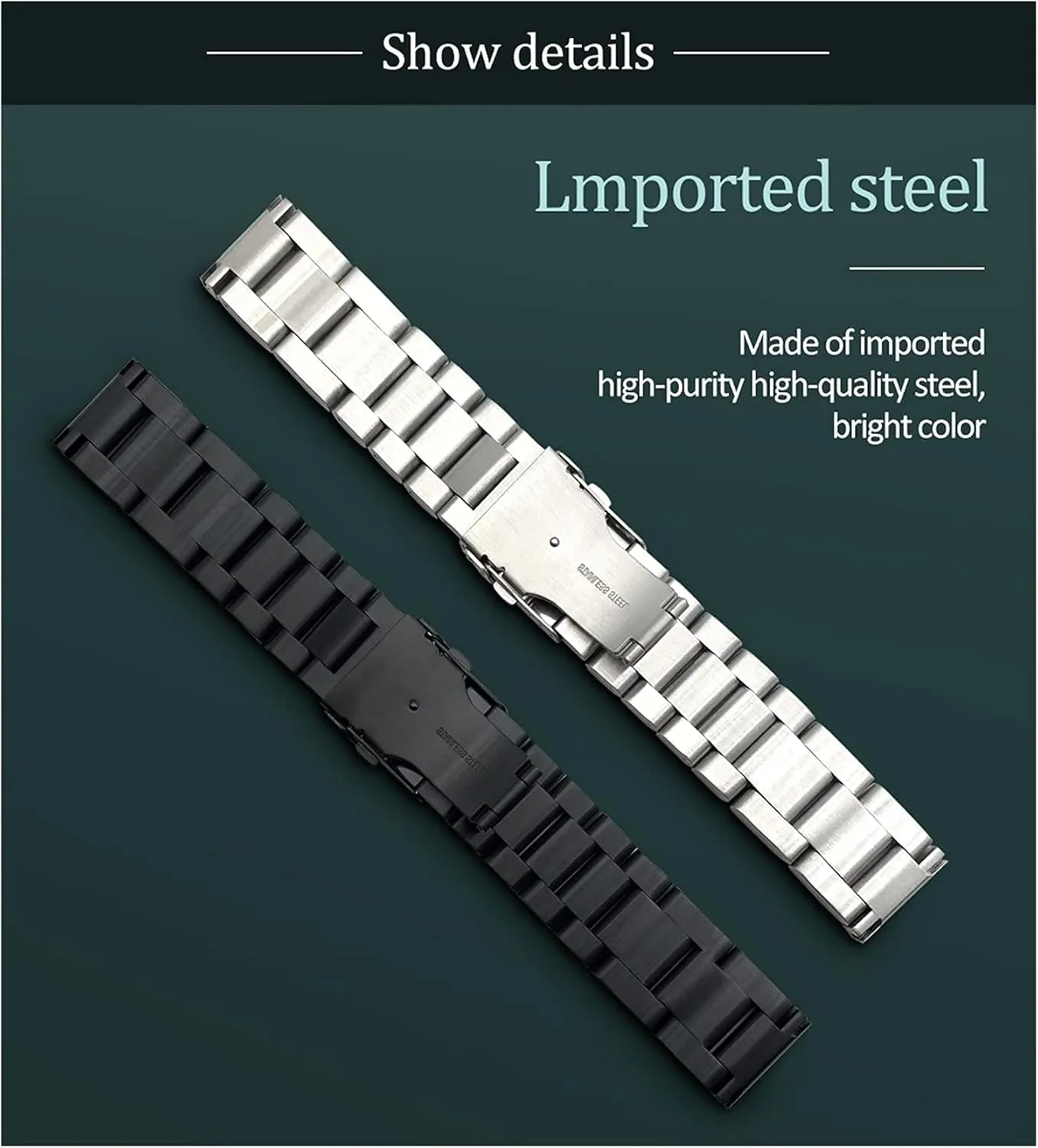 26mm solid thickening metal watch band strap stainless lizard somerset identifiable steel watchbands 22mm 24mm 