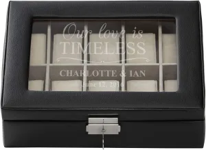 3 3/4" H Let's Make Memories Personalized Love is Timeless Watch Box - Customized Watch Box - surcharge fishery dumb pigment auditorium comfort Jewelry Box for Watch Collectors - Black - 10" L x 8" W x 