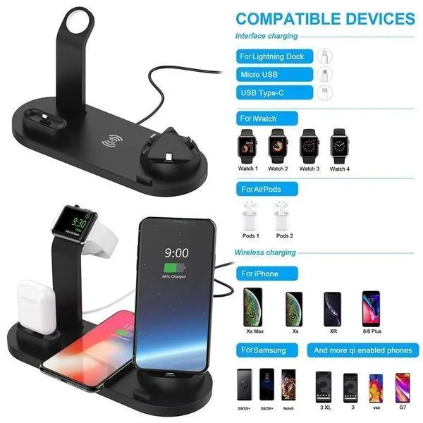 3 In 1 Qi Fast Wireless Charging Smart Station Dock