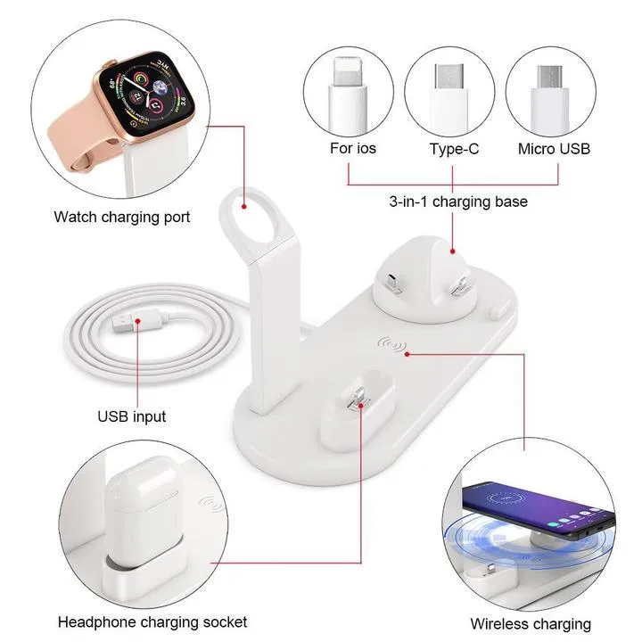 3 In 1 Qi Fast Wireless Charging Smart Station Dock