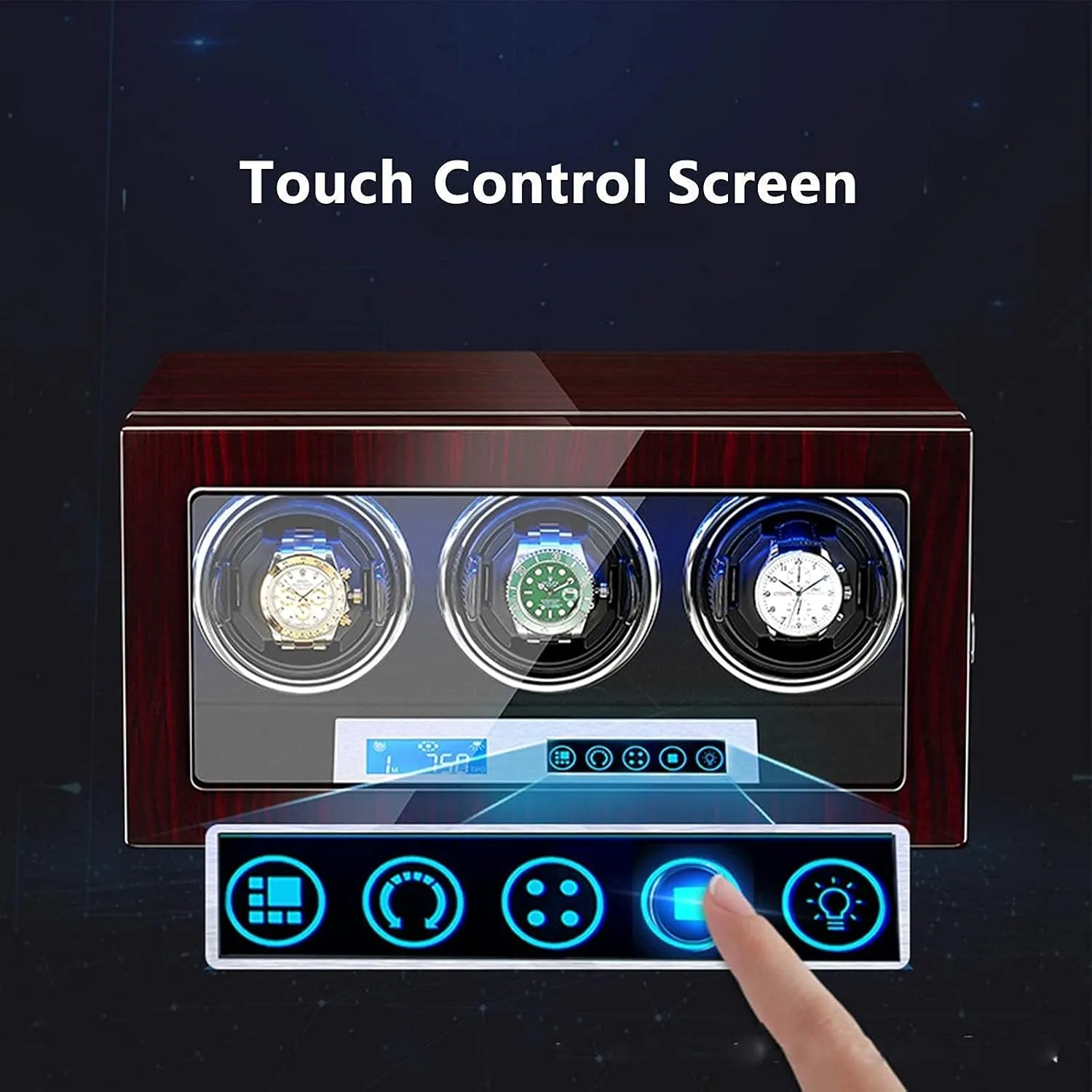 3 Watch Winder raven Box Piano Finish LCD Touch Display Sn Adjustable Watch Pillows Led Illumination Durable Automatic Watch Winder 