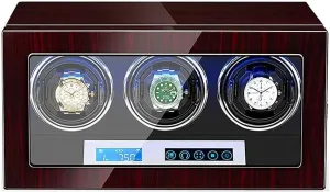 3 Watch Winder raven Box Piano Finish LCD Touch Display Sn Adjustable Watch Pillows Led Illumination Durable Automatic Watch Winder 
