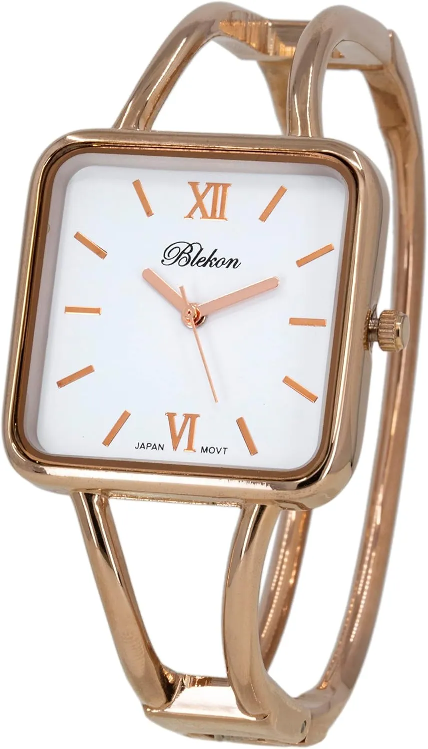 30mm Square Elegant Metal Cuff Bangle Fashion Watch rayon Blekon Collections Womens 