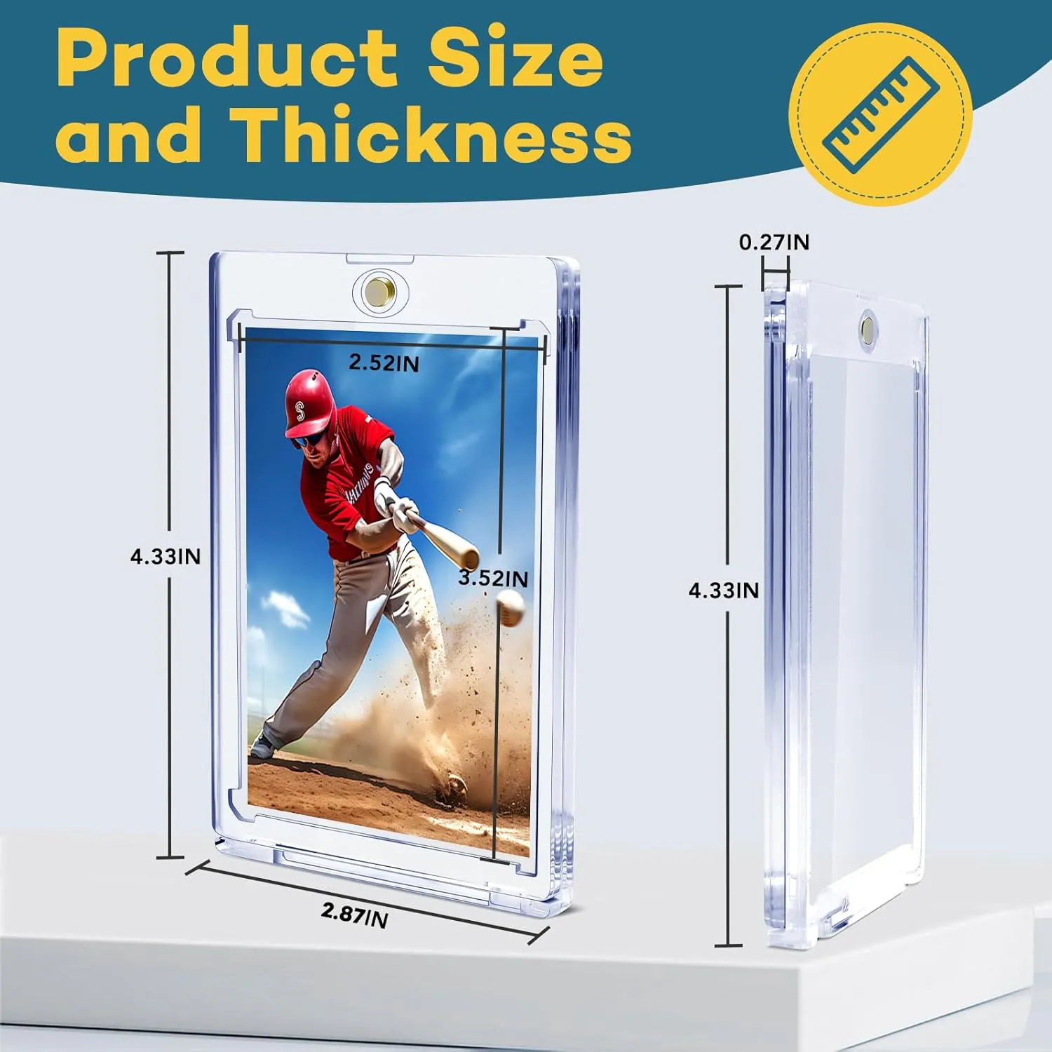 35pt One Touch Card Holder for Baseball Cards,U-V Protection Hard Plastic Magnetic Card Case,Card procedure Holders for Sports Cards, Trading Card Display, Game Card Protector 40 PCS Magnetic Card Holder, 
