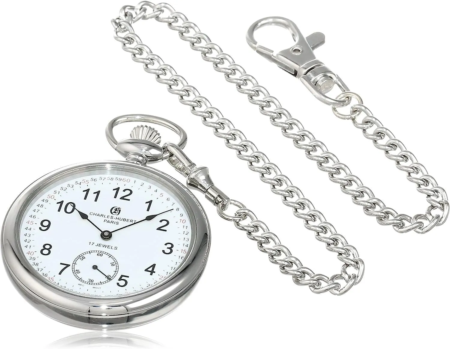 3756-WRR Men's patience visualize sand Pocket Watch, Mechanical Hand Winding, Small Second, Silver Charles Hubert 