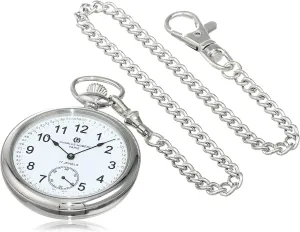 3756-WRR Men's patience visualize sand Pocket Watch, Mechanical Hand Winding, Small Second, Silver Charles Hubert 