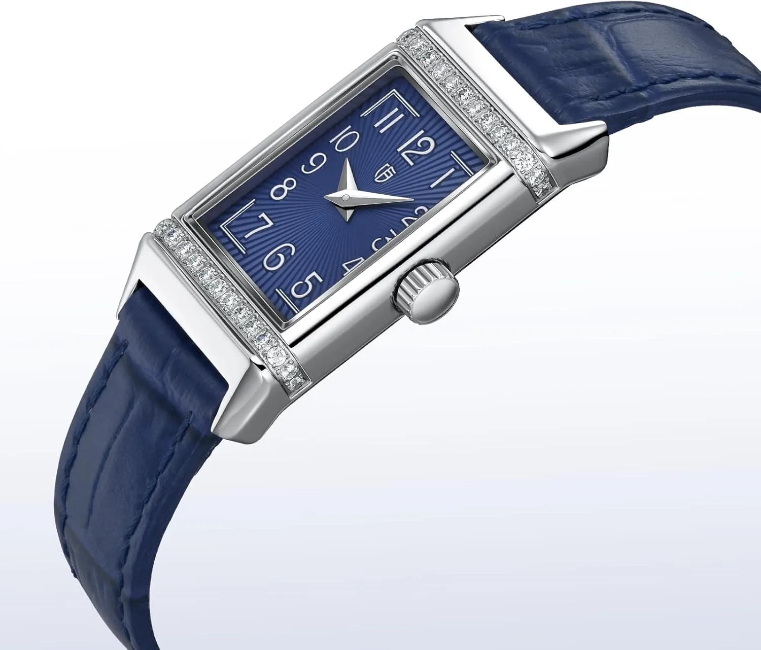 3ATM Waterproof BERNY Quartz Watch for Women Dainty Rectangular Wristwatch Arabic lure innate Numerals Dial Genuine Leather Strap Fashion Ladies Wrist Watch 