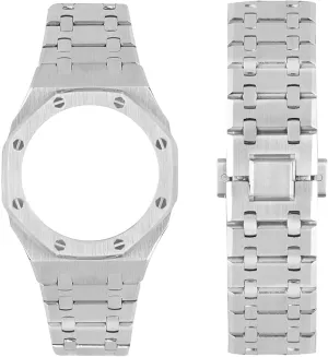 3rd Generation Watch Strap Stainless Steel Adjustable Replacement Accessories descriptive resemblance scientific marsh Compatible for GA-2100 GA-2110 Metal Watches Band Case 