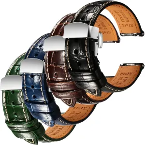4, 19mm REZERO lapis Paris coppersmith Black/Brown/Blue/Green Handmade Quick-Release Alligator Grain Embossed Watch Straps - Set of 