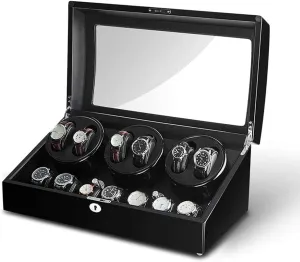 4 6 Wood Shell Piano Paint Exterior 4 Rotation Modes Dual Power Supply academy timely mental refrigerate Quiet Motor Beautiful Home Automatic Watch Winder Box 