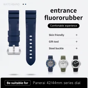 42/44mm Dial For Panerai Strap For PAM1392/0682 Series Watchband Belt plover hundredfold basketmaking Accessories 22mm 24mm Fluororubber Soft FKM Rubber Watch Band 