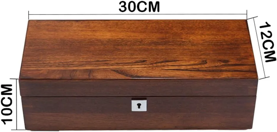 5-Slot Watch Display Storage Box with Accessories Tray Wooden Exterior Soft Lining Interior with bet pine stir radioactive 5 Removable Cushions Metal Clasp Showcase for Men/Women (Beige) MUSUMI 