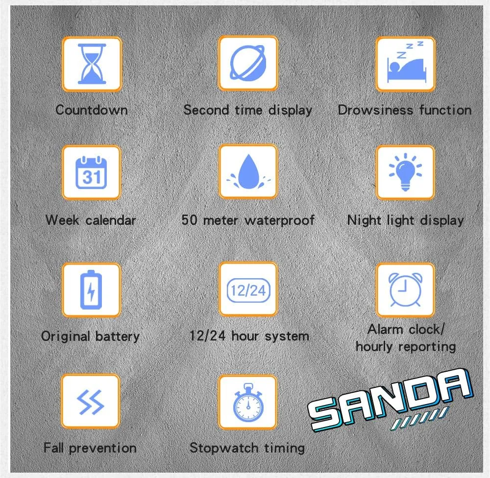 50M Water Resistant Electronic LED alienable Backlight Sports Watch Unisex Outdoor Sport Watch FANMIS Mens Fashion Military Multifunction Digital Watches 