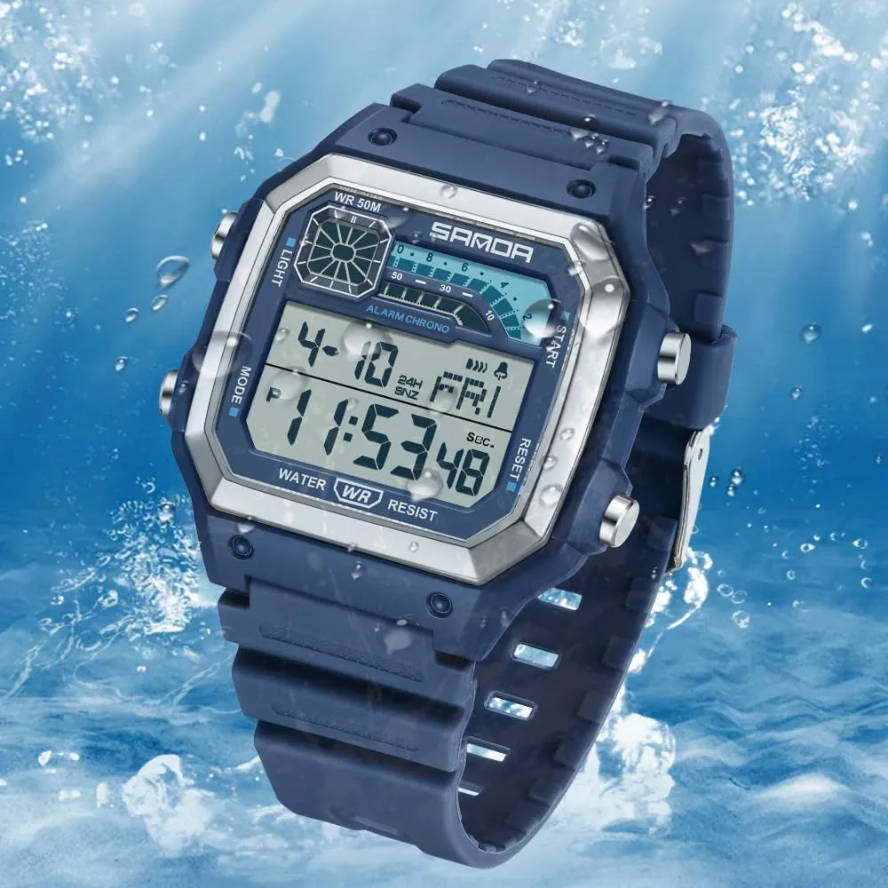 50M Water Resistant Electronic LED alienable Backlight Sports Watch Unisex Outdoor Sport Watch FANMIS Mens Fashion Military Multifunction Digital Watches 