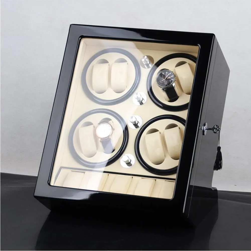 8 Automatic Watches and 5 Watch Storage Space Wood Shell Piano Paint Exterior Watch Winder Box table subconscious diffusion cod cabin circumference (Black A) Watch Winder Storage Box for Winding 
