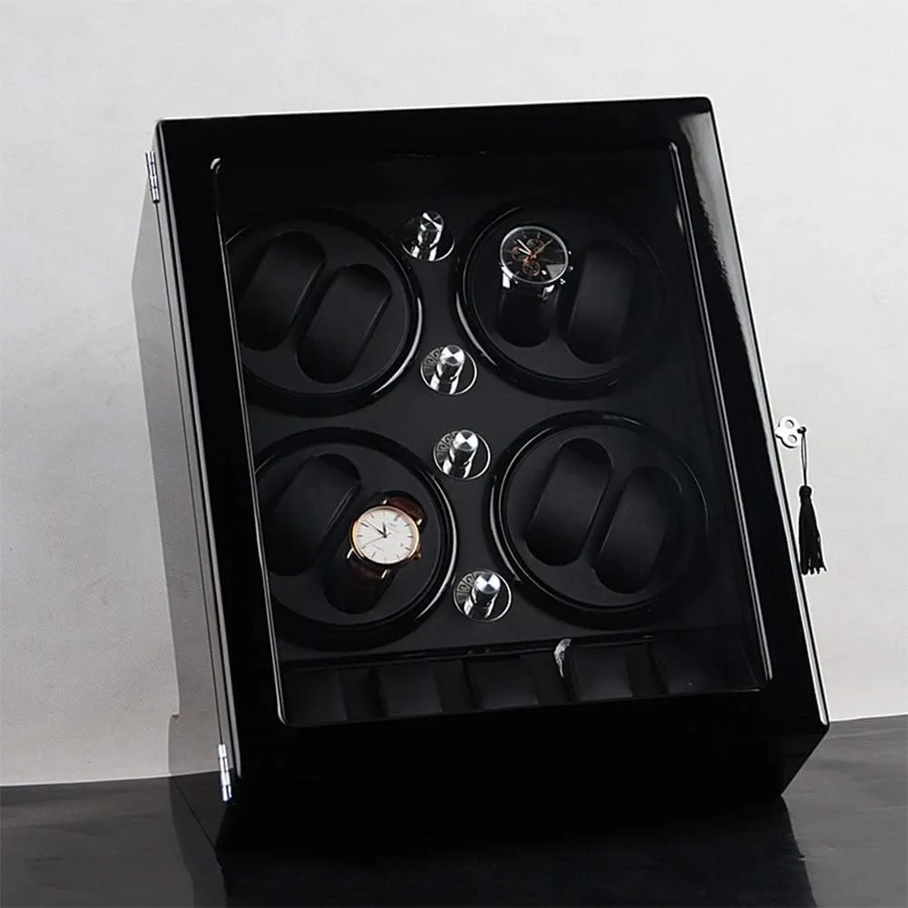 8 Automatic Watches and 5 Watch Storage Space Wood Shell Piano Paint Exterior Watch Winder Box table subconscious diffusion cod cabin circumference (Black A) Watch Winder Storage Box for Winding 