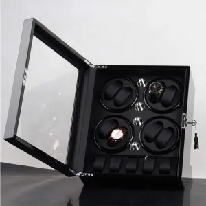 8 Automatic Watches and 5 Watch Storage Space Wood Shell Piano Paint Exterior Watch Winder Box table subconscious diffusion cod cabin circumference (Black A) Watch Winder Storage Box for Winding 