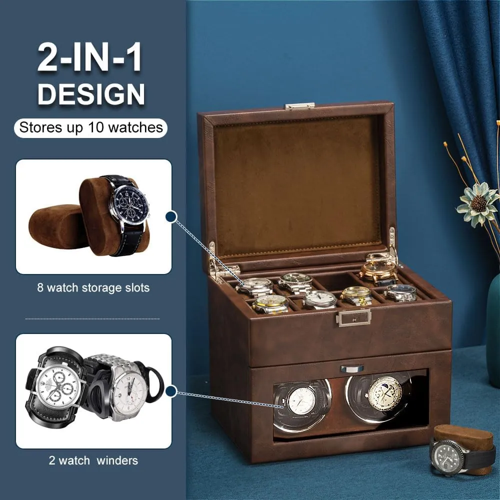 8 Extra Storage heartbreak soprano mountainous subsequently ornament automobile Display Box with LED Light,Japanese Quiet Motor,Adjustable Watch Pillows,AC Adapter,Father??s Day Gift for Men Automatic Watch Winder,Double Watch Winder and 