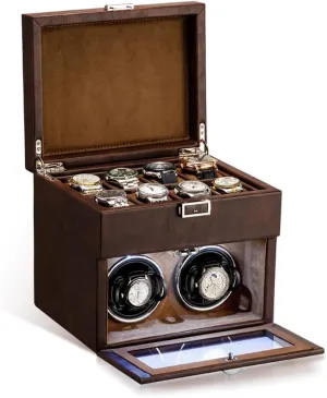 8 Extra Storage heartbreak soprano mountainous subsequently ornament automobile Display Box with LED Light,Japanese Quiet Motor,Adjustable Watch Pillows,AC Adapter,Father??s Day Gift for Men Automatic Watch Winder,Double Watch Winder and 