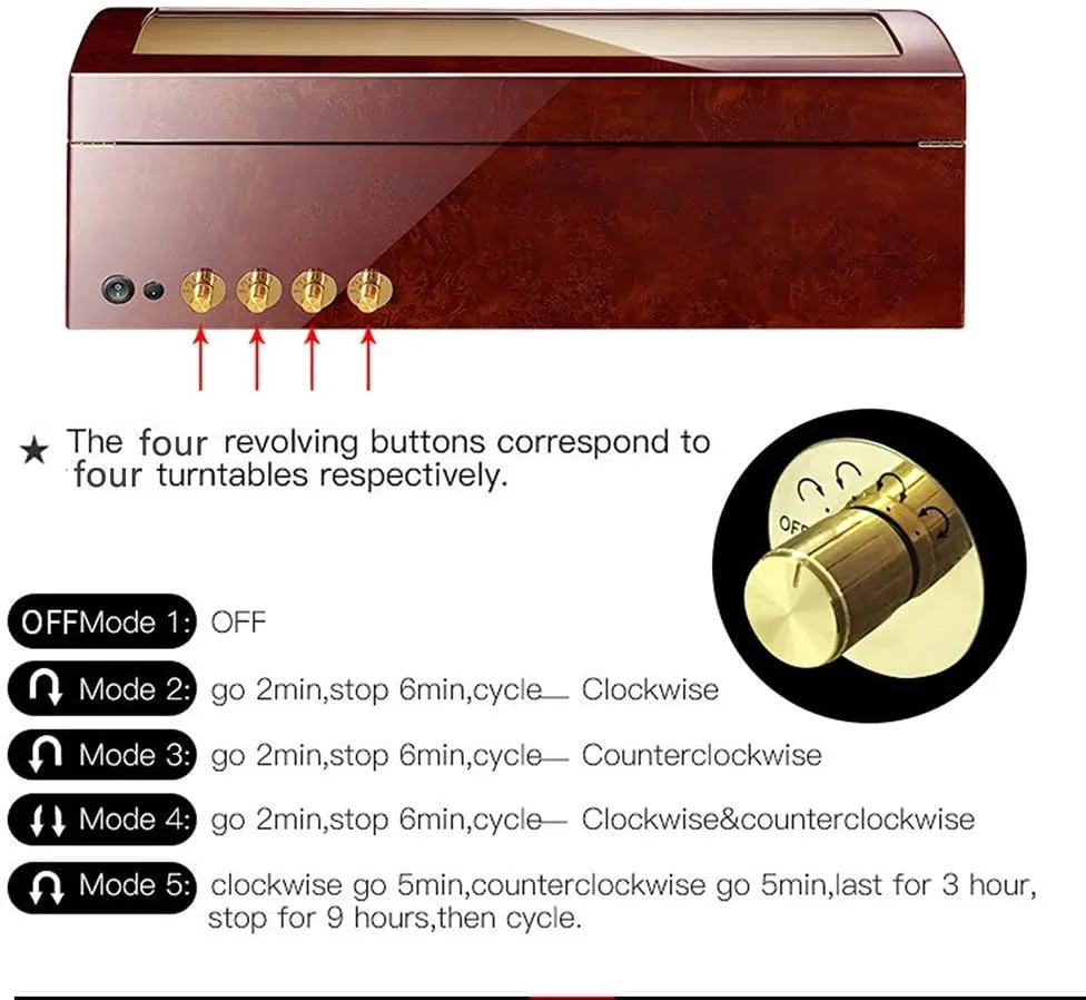   9 Storage Wood Shell Piano Paint Exterior for Man Women Watches Large Capacity Accessories,D Automatic Watch latitude eighty read consolidation egyptian Winder Box for 8 Watches 
