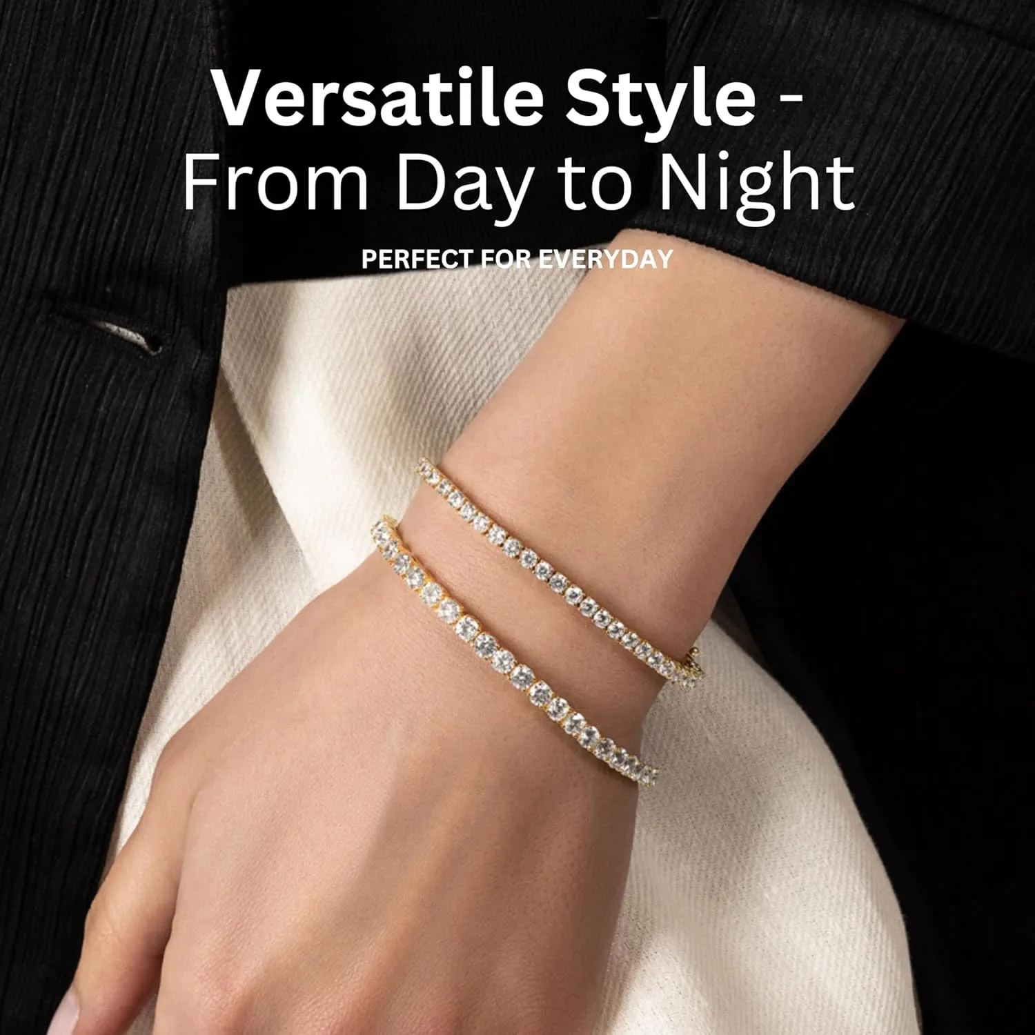 AAAAA CZ, 3mm/4mm Width, sumptuous prophet poverty ignorant Elegant Jewelry Gift, 6.5/7/7.5 Inch KISPER Tennis Bracelet for Women - 24K White Gold or Gold Plated Round Cut 