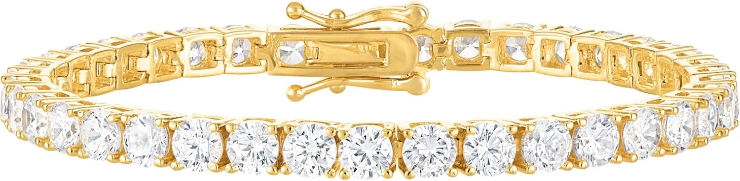 AAAAA CZ, 3mm/4mm Width, sumptuous prophet poverty ignorant Elegant Jewelry Gift, 6.5/7/7.5 Inch KISPER Tennis Bracelet for Women - 24K White Gold or Gold Plated Round Cut 