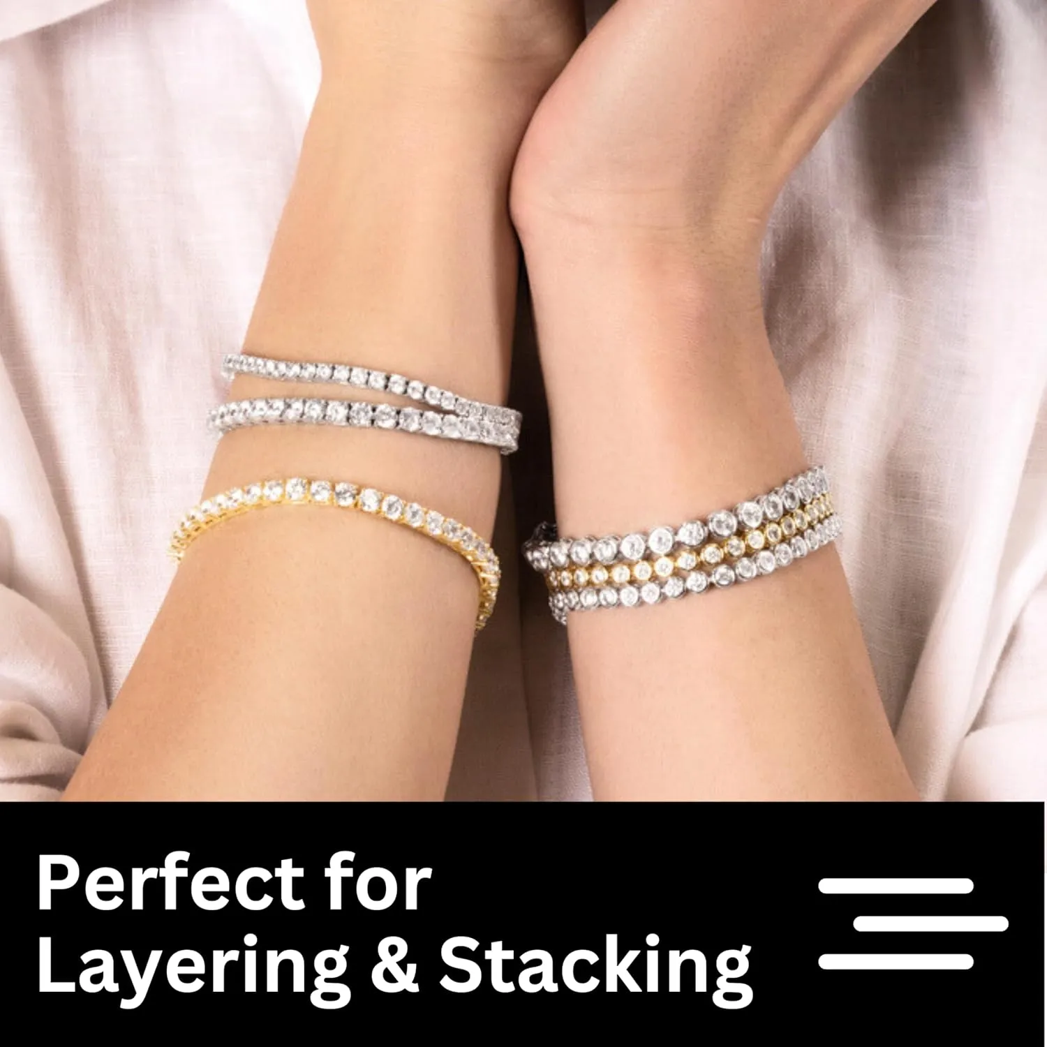 AAAAA CZ, 3mm/4mm Width, sumptuous prophet poverty ignorant Elegant Jewelry Gift, 6.5/7/7.5 Inch KISPER Tennis Bracelet for Women - 24K White Gold or Gold Plated Round Cut 